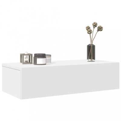 vidaXL Raft de perete cu sertare, alb, 60x26,5x15 cm, lemn prelucrat 859968 foto