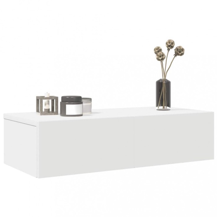 vidaXL Raft de perete cu sertare, alb, 60x26,5x15 cm, lemn prelucrat 859968