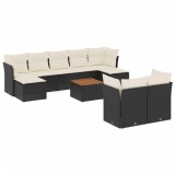 Cumpara ieftin Set canapele de gradina cu perne, 10 piese, negru, poliratan
