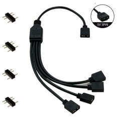 Cablu multiplicator/ spliter Y pentru conectare a 4 ventilatoare RGB 3 pini 5V, 25cm foto