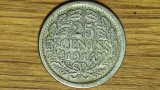 Olanda - moneda de colectie - 25 cents 1914 argint -Wilhelmina- impecabila !