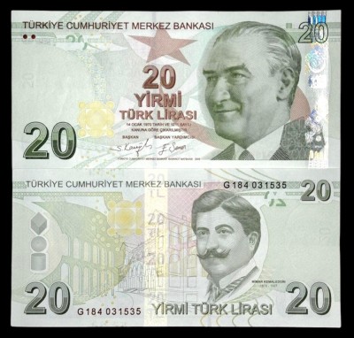 TURCIA 20 LIRE 2009 ( 2022 ) prefix G , UNC [1] P- 224 f , necirculata foto