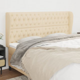 vidaXL Tăblie de pat cu aripioare, crem, 203x23x118/128 cm, textil