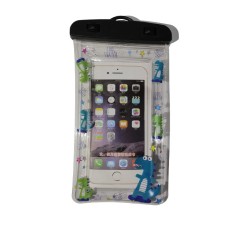 Husa subacvatica kids waterproof flippy, snowproof, universala, cu snur, pentru telefon sau documente, dino, negru