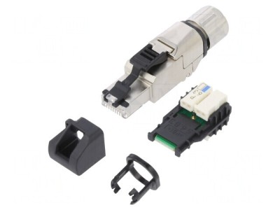 Mufă RJ45 Cat 6a Ecranată cu Capac Protecție Aurit foto