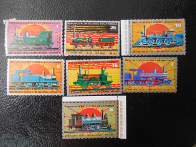 GUineea Ecuatoriala-Locomotive-serie completa-MNH foto