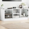 VidaXL Comodă TV cu uși din sticlă, alb, 102x37x42 cm