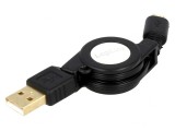 Cablu USB 2.0 Retractabil USB-A la Micro-USB Aurit, Logilink