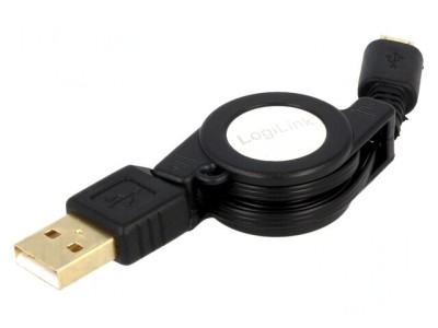 Cablu USB 2.0 Retractabil USB-A la Micro-USB Aurit foto