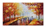Tablou pictat manual living, dormitor, Noi doi pe aleea vietii - 120x70cm ulei pe panza in cutit efect 3D