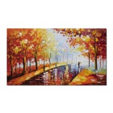 Tablou pictat manual living, dormitor, Noi doi pe aleea vietii - 120x70cm ulei pe panza in cutit efect 3D