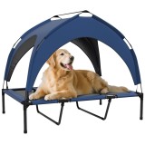 PawHut Pat &Icirc;nălțat Racoritor pentru C&acirc;ini, Design Portabil, Ideal pentru Vară, cu Plasă Respirabilă, 106x76x94cm, Albastru &Icirc;nchis | Aosom Romania