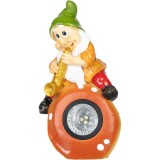 Decoratiune gradina, polirasina, lampa solara, pitic cu saxofon, 3xLED, 12x11x22 cm, Strend Pro