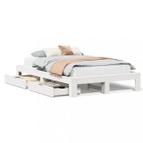 Cumpara ieftin Cadru de pat fara saltea, alb, 120x190 cm, lemn masiv pin