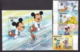 Redonda 1986 Disney Craciun serie + bloc MNH, Nestampilat