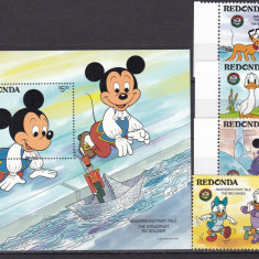 Redonda 1986 Disney Craciun serie + bloc MNH