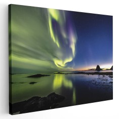 Tablou Aurora Boreala - Luminile Nordului &icirc;n Norvegia Tablou canvas pe panza CU RAMA 50x70 cm