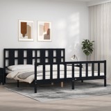Cumpara ieftin Cadru de pat cu tăblie, negru, 180x200 cm, lemn masiv