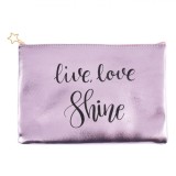 Portfard Damă, Model Live Love Shine, Metalizat, Roz, 22x16cm, Oem