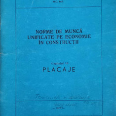 NORME DE MUNCA UNIFICATE PE ECONOMIE IN CONSTRUCTII. CAPITOLUL 16 PLACAJE-MINISTERUL CONSTRUCTIILOR INDUSTRIALE