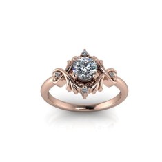 Inel de dama din aur roze 14K, piatra zirconiu - 57