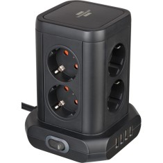 Prelungitor tip turn Brennenstuhl, 8 prize, 4 USB 4.80A, cablu 2m, pozitionare prize 45&deg;, IP20