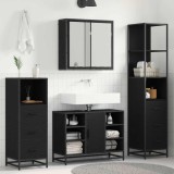 Cumpara ieftin Set de mobilier pentru baie 4 buc. Stejar Negru 80 x 33 x 60 cm