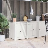 vidaXL Dulap Bucătărie Alb Lemn Masiv Pin 106x55x64cm | Bufet Bucatarie, Mobilier Bucatarie, Spatiu Depozitare, Rafturi, 4 Uși