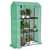 Outsunny Sera Mini cu 3 Niveluri, Copertină din PE cu Armătură și Ușă Rulabilă, 100x40x150 cm, Verde | Aosom Romania