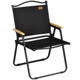 Outsunny Scaun de Camping și Plajă Pliabil cu Cotiere, 54x59x78 cm, Negru | Aosom Romania