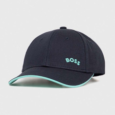 BOSS șapcă de baseball din bumbac BOSS GREEN culoarea albastru marin, cu imprimeu
