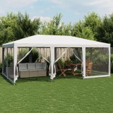 VidaXL Cort de petrecere cu 10 pereți din plasă, alb, 6x4 m, HDPE