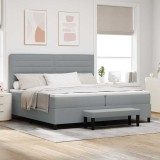 VidaXL Pat cu arcuri cu saltea Gri deschis 200 x 200 cm țesătură