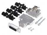 Mufă mamă D-Sub PIN 15 &icirc;n unghi 45&deg; pentru lipire pe cablu, MH CONNECTORS