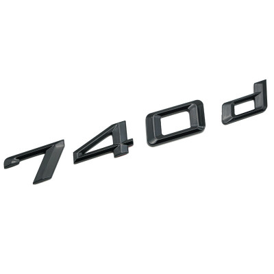 Emblema 740d Negru lucios, spate portbagaj BMW foto