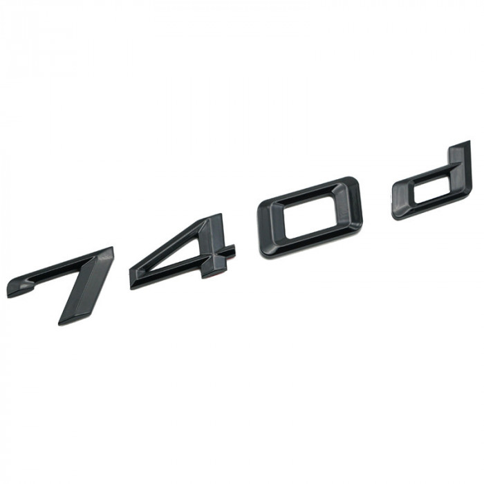 Emblema 740d Negru lucios, spate portbagaj BMW