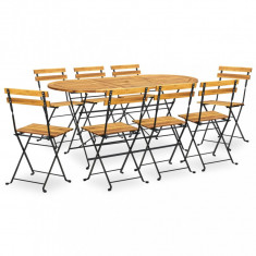 Set mobilier de exterior pliabil, 9 piese, lemn masiv de acacia