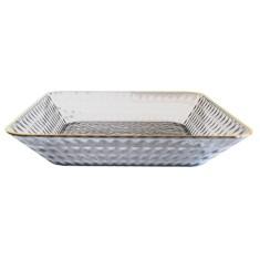 Tava decorativa eleganta Pufo Luxury pentru servire aperitive, prajituri, fructe, 22 cm, fumuriu