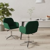 VidaXL Scaune de bucătărie pivotante, 2 buc., verde &icirc;nchis, catifea