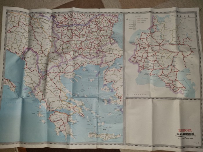 harta autorutiera europa - plansa 5 - anii &#039;70 - dimensiuni 100/68 cm