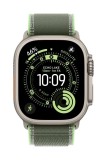 Curea Apple Watch 49mm Green Neon Trail Loop S/M Natural Titanium Finish