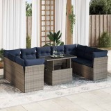Gossi set mobilier de gradina cu perne, 10 piese, gri, poliratan