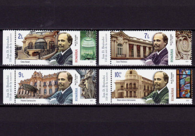 RO 2021,LP 2329 &amp;quot; ION D. BERINDEI, 150 de ani n.&amp;quot; ,serie+tabs (st. sau dr.!),MNH foto