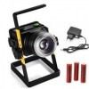 Proiector LED 10W Alb Rece/Albastru, Zoom, Acumulatori, Suport, 220V/12V, Reincarcabil, Portabil