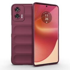 Husa antisoc pentru motorola edge 50 fusion, margini striate, magic shield, bordeaux foto