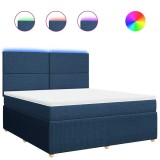 Cumpara ieftin Pat box spring cu saltea, albastru, 180x200 cm, material textil