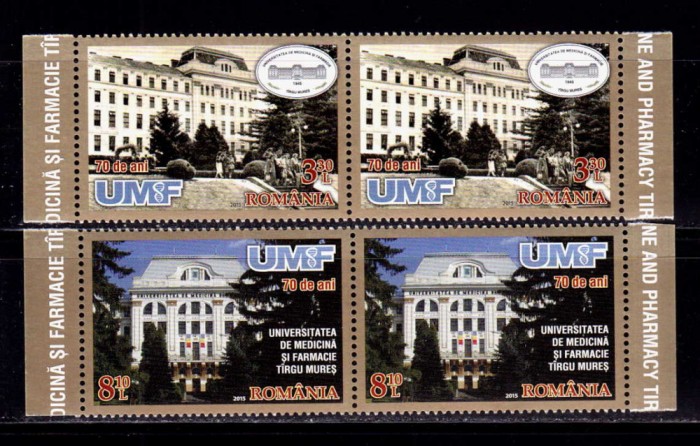 RO 2015 ,LP 2067 &quot;70 ani - UMF Targu Mures &quot; , serie pereche H , MNH