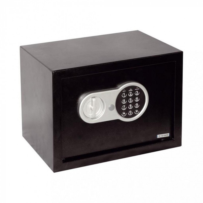 Seif electronic digital Smith &amp; Locke, negru, 2 chei deschidere urgenta, 25 x 35 x 25 cm