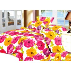 Lenjerie de pat pentru o persoana cu husa de perna dreptunghiulara, Alive, bumbac ranforce, gramaj tesatura 120 g/mp, multicolor