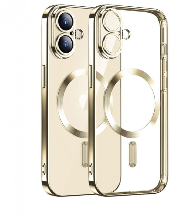 Huse silicon cu incarcare wireless compatibila cu Iphone 16 Auriu